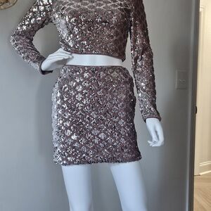 Sequin Embellished Pink Skirt